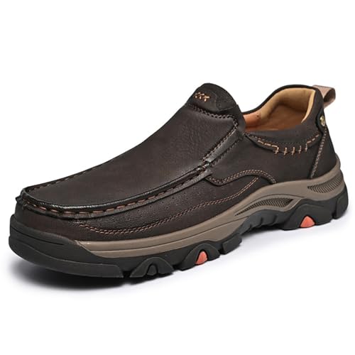 Men's Leather Slip On Dress Loafers Shoes, Low-Top Non Slip Waterproof Breathable Comfort Business Wedding Travel Driving Walking Shoes