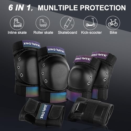 Rodilleras y coderas para adultos kit de protección 6 en 1 con muñequeras y bolsa 4