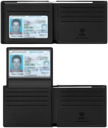 Travelambo Leather Wallet for Men Minimalist Bifold Rfid Blocking Wallets, Craze Horse Black, 4.5x3.5 Inch, Minimalist
