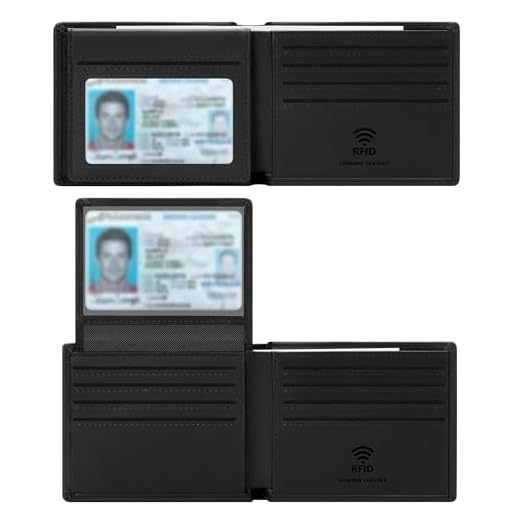 Travelambo Genuine Leather Wallet for Men with Gift Box - Handmade Bifold Stylish - Mens Wallets Rfid Blocking with 2 ID Windows