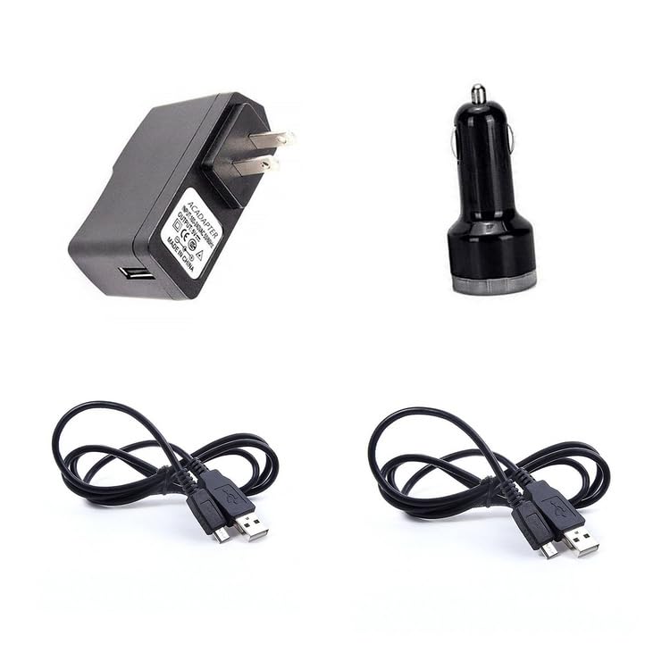 Kircuit New Car DC Adapter+ AC Adapter Power Supply Wall Cable Charger Power Cord + 2Pcs USB Cords for Insignia NS-CNV10 NS-CNV20 NS-NAV01 NS-NAV02R NS-CNV43 GPS