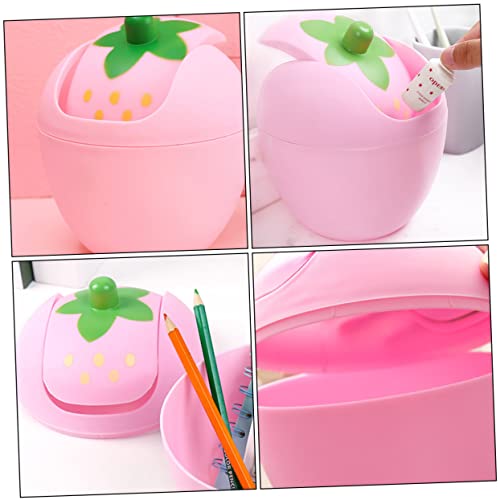 Mini caneca de basura rectangular con tapa rosa miniatura 6