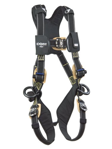 3M DBI-SALA ExoFit NEX 1103073 Nomex/Kevlar Full Body Harness, PVC Coated Alum. Back/Side D-Ring's,Comfort Padding, Locking Quick Connect Buckle Leg Straps, X-Large, Black