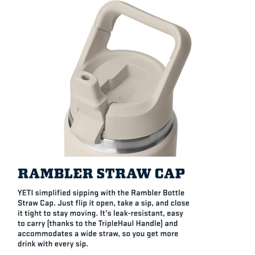 Image of YETI Rambler 26 oz Bottle, Vacuum Insulated, Stainless Steel with Color Matching Straw Cap