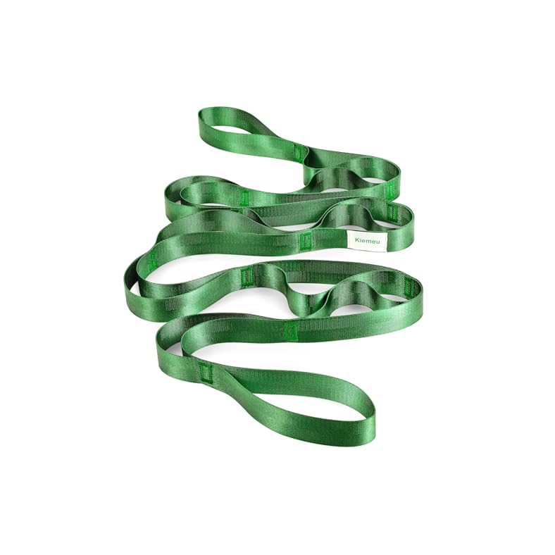 Stretch Strap With Loops For Physical Therapy, Yoga Straps For Stretching With Loops, Non-elastic Leg Straps For Knee Rehab, 8 ft Long x 1.2 inch Wide