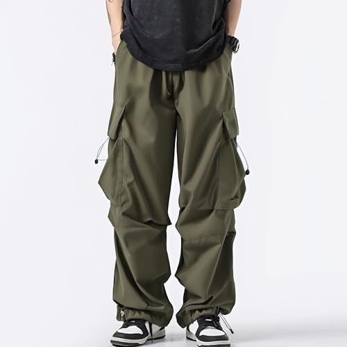 XYXIONGMAO Men's Black Casual Sweatpants Streetwear Loose Cargo Pants Multi-Pocket Techwear Joggers Hip Hop Pleated Overalls3
