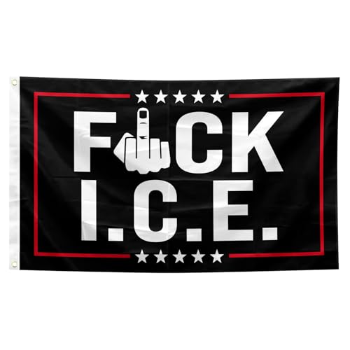 Fuck ICE Flag 3x5 Feet No Human Is Illegal Banner for Garden Yard Outdoor Display Sign (ICE)