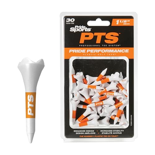 PrideSports PTS Plastic Golf Tees | 30 Count, 1-1/2 Inch | #1 Plastic Tee on Tour | Best for Irons, Hybrids, and Woods