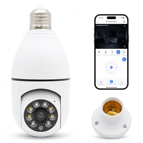 Aristo Solutions Kamera 720p HD WiFi Nachtsicht E27 Glühbirnen Fassung