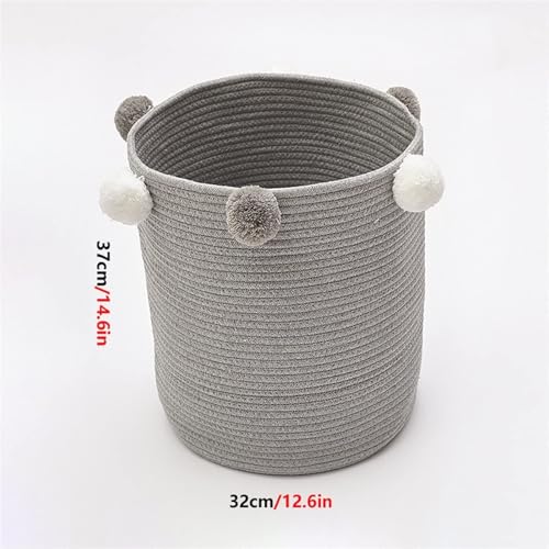 Woven Laundry Basket in Green Cotton, Breathable Clothes Storage Solution for Bedroom, Bathroom Laundry Room
