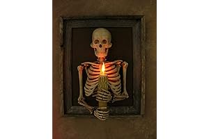 Framed 3D Skeleton Torso Holding Candle - An Eerie and Enchanting Home Decor