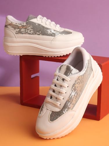 Image of Vendoz Women Party & Casual Glitter Wedding Bridal Sneakers