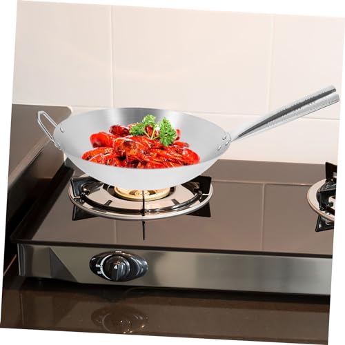 Wok de acero inoxidable antiadherente con mango largo miniatura 3