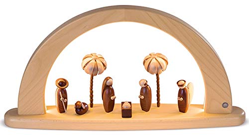 Arche lumineuse chrétienne en bois naturel 49cm objet d'art verrier et menuiserie haut de gamme