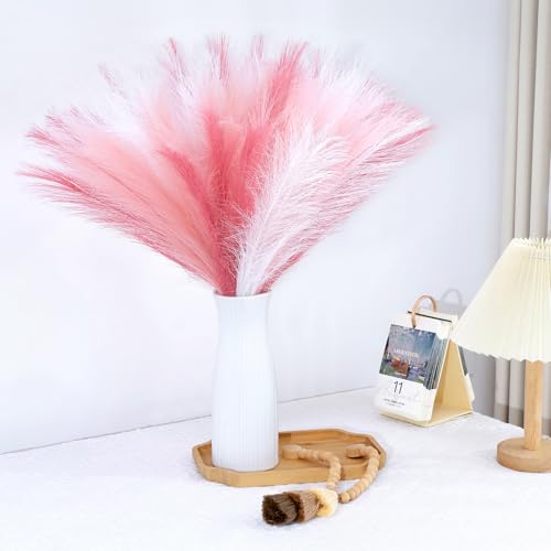 MUUNC Pink Pampas Grass Decor 30 Pcs 21.7 Inch Faux Pampas Grass Bulk Artificial Dried Flowers Small Vase Filler Pompas Grass.