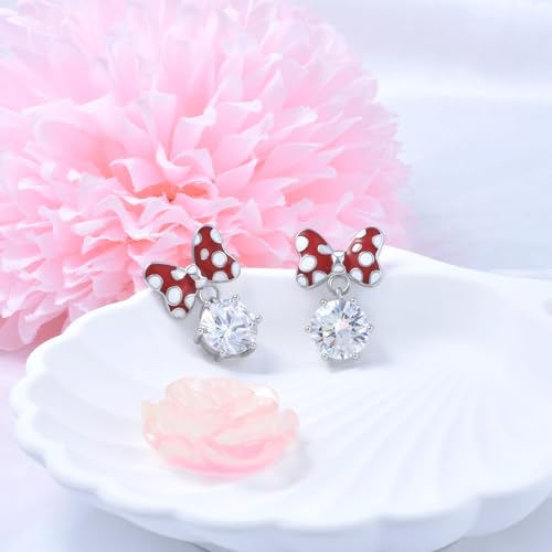 Sterling Silver CZ Mouse Earrings for Women Cute Minnie Mouse Stud Earrings Animal Earrings Fashion Princess Jewelry Gifts for Women Daughter Birthday2
