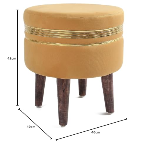 Image of NACIA Wooden Ottoman Stool for Living Room, Ottoman pouffes for Sitting, Puffy Chair Bench for Home Decor, Ottoman & Stools, Footrest Pouf Foot Stool for Office Room Decor, (16 inchx16 inchx17 inch, Beige)