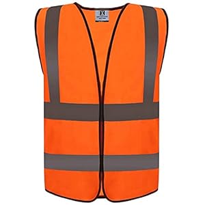 Gemx High Visibility Vest with Velcro Fastening Closure ‒ Hi Vis Vests with 4 Reflective Strips ‒ Unisex High Vis Jackets for Construction Workers, Surveyors, Security Guards & Other Outdoor Safety