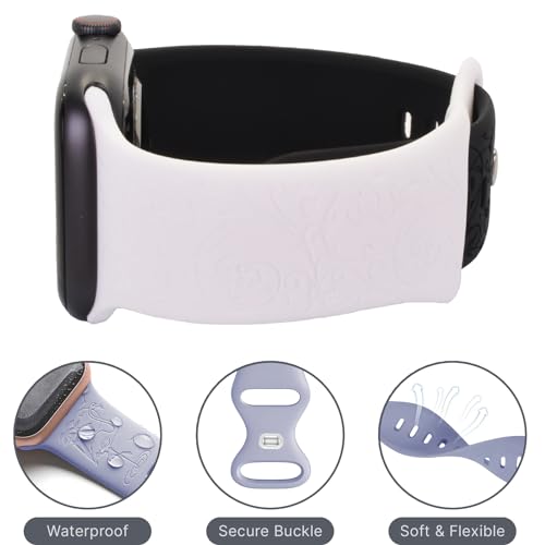 Floral Totem Engraved Apple Watch Strap 2-Pack, Soft Silicone Wristband, Fits 38mm-45mm - Image 4