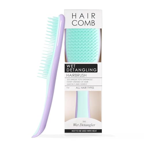 Image of Lyrovo Ultimate Hair Brush Comb for Women for Wet & Dry Hair Eliminates Knots & Reduces Breakage for All Hair Types (Mint & Purple)