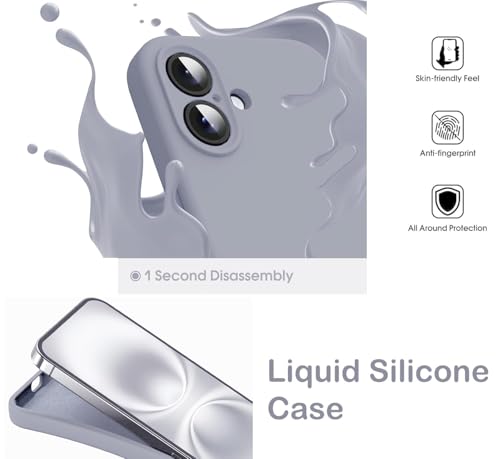 Image of mobistyle Designed for iPhone 16 Plus | Soft Silicone Liquid Protective | Microfiber Lining Phone Back Cover Case for iPhone 16 Plus (Grey)