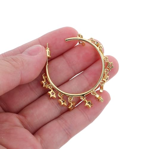 Pendientes de aro abiertos con circonitas brillantes de alta joyería 4