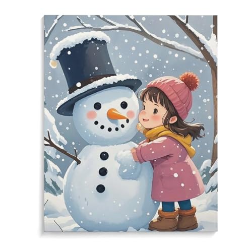Peinture murale bonhomme de neige affiche encadrée coton lin décoration salon moderne