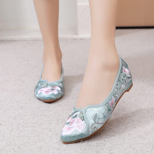 Women's Classic Ballet Flat Flats Shoes Pointed Toe Slip On Green #TOP2