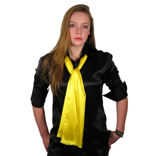 Elegant Gold Yellow Women’s Aviator Scarf - 100% Silk - Twin Layer Satin Silk - 8” x 58”