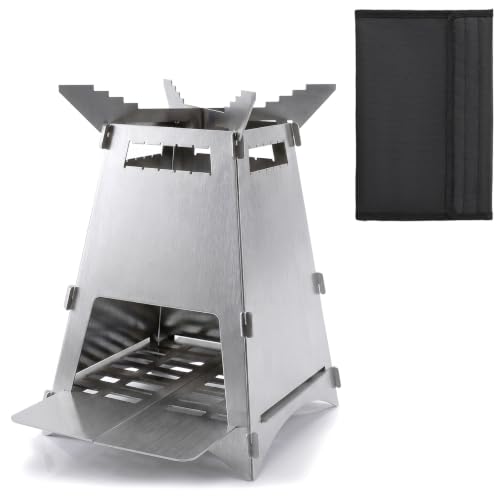 YERGOFE Portable Camp Stove, Foldable Wood Burning Stove for Camping