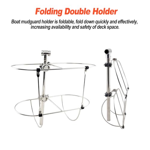 NEWMAIX Boat Fender Holder,2PC 316 Stainless Steel Marine Folding Double Fender Rack for 9 Inch Boat Fender (Hold 4 Fenders) (9 Inch) by NEWMAIX - Image 4