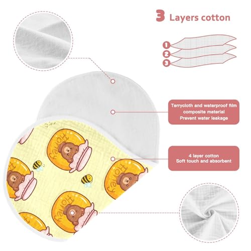 Baby Burp Cloths, Soft Absorbent Burping Cloths for Babies, Cotton Milk Spit Up Rags, Large Size for Newborns, Baby Boys and Girls (Honey Jar Bear Pattern) 5
