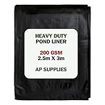 AP Supplies Black Pond Liner 200g/sqm - Heavy Duty HDPE Material - UV & Tear Resistant, Flexible for Koi & Fish Pools, Water Garden - Ideal for Small to Large Ponds, Wildlife, Underlay (2.5m x 3m)