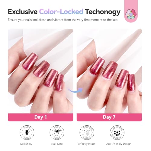 Image of SAVILAND Chameleon Nail Polish Set: 6 Colors Aurora Shimmer Fingernail Polish Holographic Green Purple Red Glitter,Fast Quick-Dry Nail Lacquer Manicure Art Kit for Toe DIY Salon Home 10ml