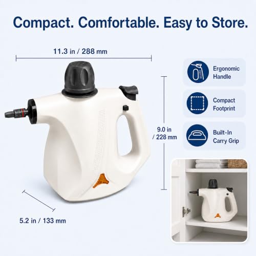 Image of Handheld Steam Cleaner, Pressurized Multi-Purpose Natural Steamer with 12 pcs Accessories, Steamer for Cleaning Car, Bathroom, Countertop, Upholstery, Shower, Couch, Tile Grout, Window, Grease(Beige)