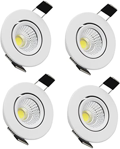 YKMYXZ apliques de pared Focos empotrables con orificio de 4 piezas, luces de ojo de buey, focos empotrables integrados COB fijos, focos empotrables de 3W 110V regulables, iluminación de estantería