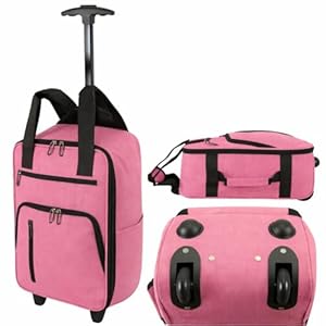 Underseat Cabin Sized Cabin Luggage Trolley Rucksack Backpack 40x25x20cm for Budget Airlines TR-001 (Pink)