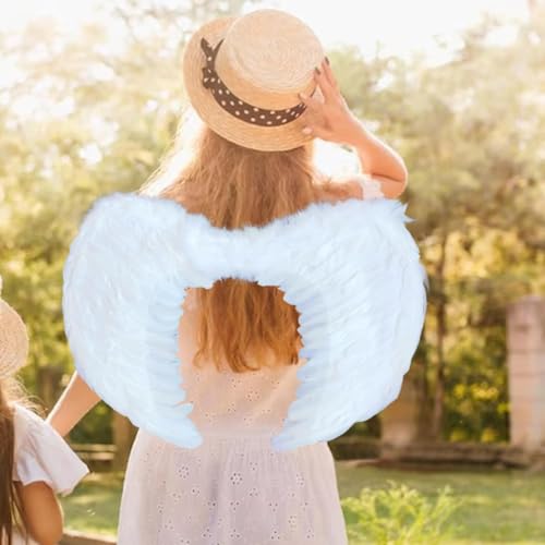 Image of WANNA PARTY Angel Wings - White Feather Angel Wings - Halloween Angel Outfit Cosplay Costume Accessories for Kids (White)