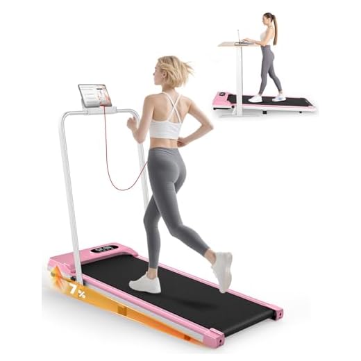 Cinta de Correr Plegable 2 en 1-2.5HP Cinta de Correr Eléctrica Debajo del Escritorio, 8 km/h, 40x100 cm, Peso Máximo 130 kg, Pantalla LCD y Control Remoto, para el Hogar y Oficina (Rosa)