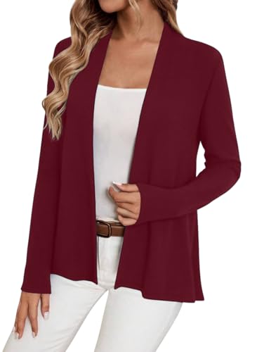 Image of Sweet Hearts Long Sleeve Black Cardigan for Women- Lightweight Open Front Knit Sweaters Women's Kimonos Fall Duster