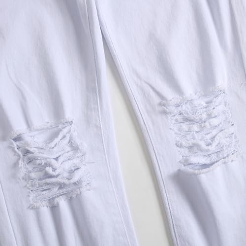 Men's Skinny Jeans Stretch Ripped Slim Fit Jeans Casual Distressed Destroyed Straight Leg Denim Pants with Holes3