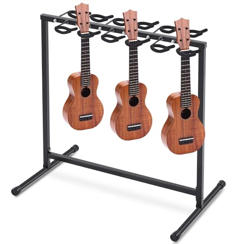 Zonon 12 Space Ukulele Stand Rack with Padded Hooks Multiple Ukulele Guitar Bass Display Rack Holder Space Saving Storage for Home
