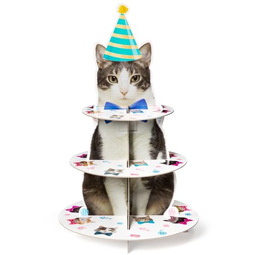 Haooryx Cute Cat Cupcake Stand - 3-Tier American Shorthair Cat Cu...