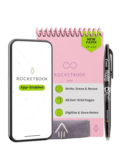 Rocketbook Mini Reusable Smart Notebook (3.5×5.5", Dotted, Pink)