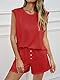 Tankaneo Damen Zweiteiler Sommer Outfits Einfarbig Hosenanzug Tank Top und Shorts Set Elastische Taille Sport Trainingsanzug Elegant Loungewear Set Rot M