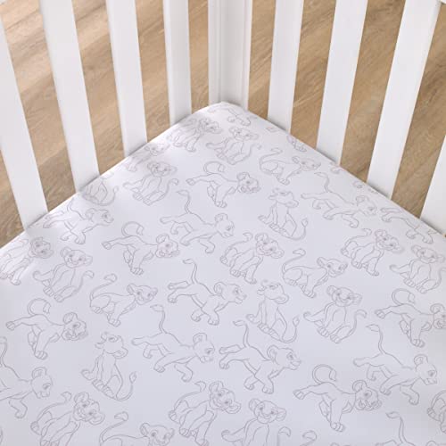 Image of Disney Lion King - Wild About You Taupe and White Simba Fitted Crib Sheet
