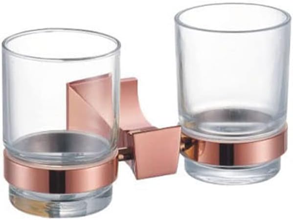 Toothbrush Holder Gold Double Tumbler Holder Cup Holders Black Chrome Toothbrush Holder Screw Wall Mounted Bathroom Accessories Racks(Rose Gold)