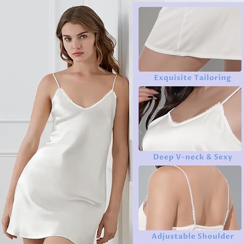 Image of Luxurious 100% Mulberry Silk Chemise - 19 Momme Sleeveless Nightgown