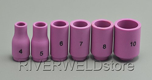 Image of RIVERWELD TIG Torch Ceramic Cup 13N08 13N09 13N10 13N11 13N12 13N13 kit 6pc