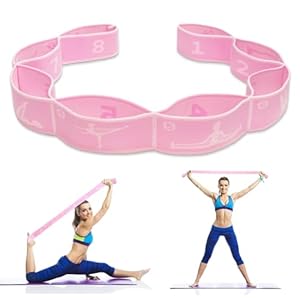 Yoga Stretching Bands, Elastic Flexibility Yoga Stretching Strap with 8 Adjustable Loops, Yoga Belt for Stretching Yoga Equipment for Beginners, Pilates, Dance, Flexibility Training